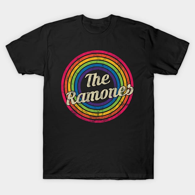 The Ramones - Retro Rainbow Faded-Style T-Shirt by MaydenArt